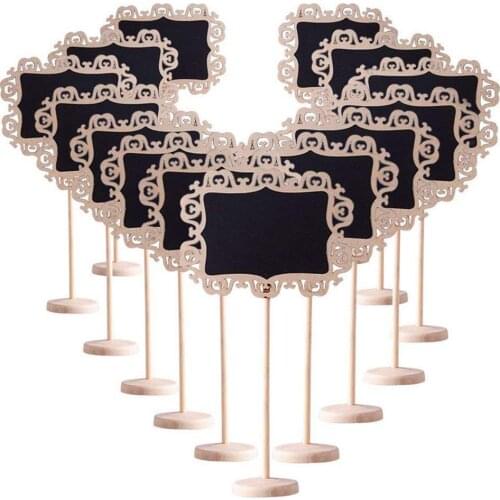 14 PCS Mini Decorative Border Chalkboard Signs with Stand Black Board for Weddings Place Cards, Parties, Message Board Signs a
