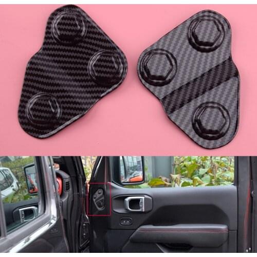 2Pcs Carbon Fiber Texture Black ABS Car Door Screw Protector Cover Trim Fit for Jeep Wrangler JL JLU JT 2018 2019 2020 2021