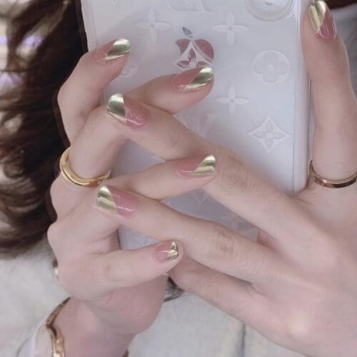 24Pcs Glossy Ballerina Fake Nails French Tips Artificial Nails Press On Nails False Nails With Adhesive Tapes