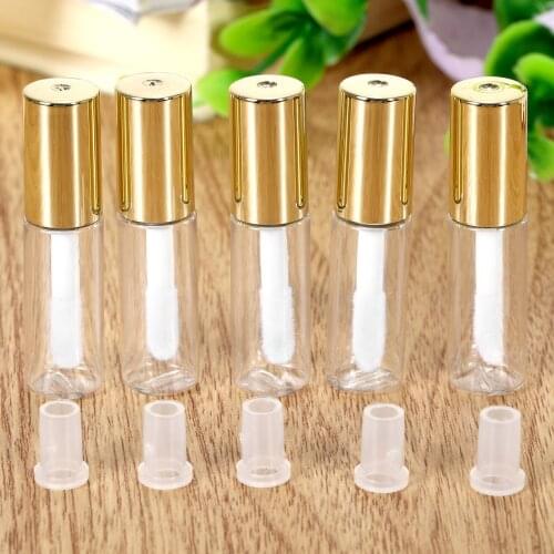 5Pcs 1.2ML Gold Empty Lip Gloss Tube DIY Plastic Elegant Liquid Lipstick Container Round Lipgloss Lip Balm Bottle