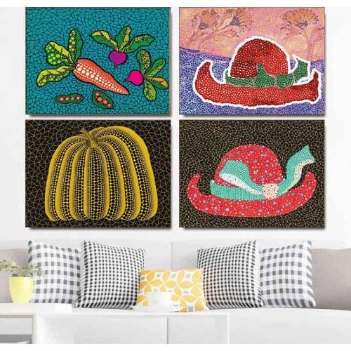 Abstract Canvas Paintings Yayoi Kusama Purple Pumpkin Posters and Prints Wall Art Pictures for Living Room Home Decoration