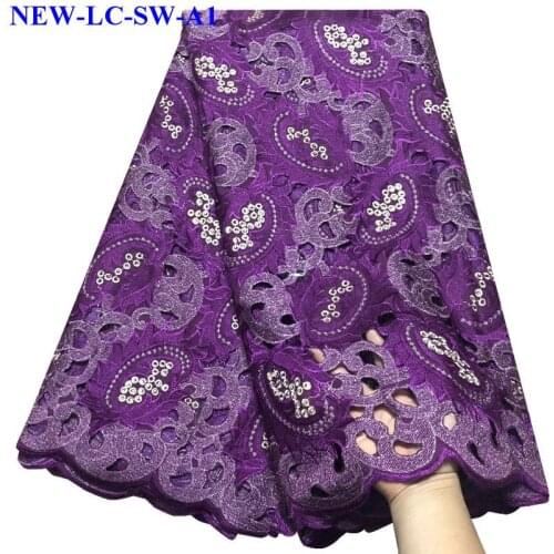 Purple color African Cotton Swiss Voile Lace Fabric 5 yards High Quality African Swiss Voile Lace Fabric In Switzerland SKX01