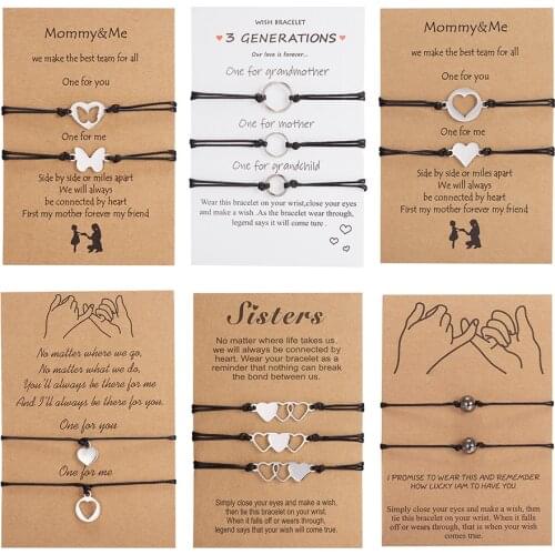 2pcs/set New Charm Bracelet For Friendship Couples Stainless Steel Heart Butterfly Circle Mothers Day Gifts Lucky Bracelet Set