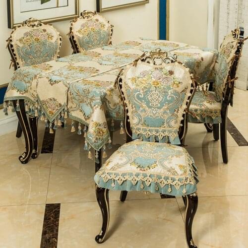 Dining Chair Cover European Style Luxury Jacquard Fabric Chair Cover Classic Home Decoration Dustproof Non Slip Chair Cushion