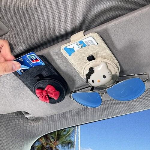 Genuine Leather Diamond Crown Car Glasses Case Ticket Card Clamp Universal Car Sun Visor Sunglasses Holder Car Accessories