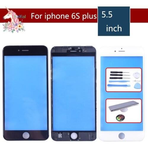 For iPhone 6S PLUS Touch Screen Digitizer Lens Front glass LCD panel with frame bezel for iphone 6Splus LCD External GLASS