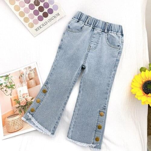 Toddler girl jeans pants 2021 cartoon pants cool solid kids jeans trousers ruffle pants girl pants 2-7years old