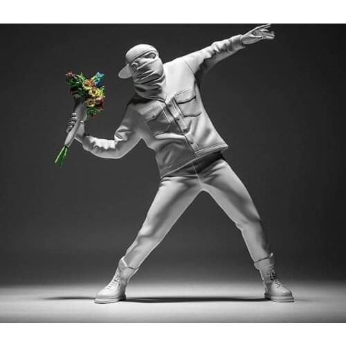 27cm Banksy Flower Bomber Medicom Resin Figurine England Street Art Sculpture Statue Bomber Polystone Figure Collectible Art