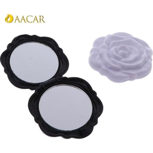 Make Up Mirror Compact Girls Pocket Mirror Unique Gift Portable Double Side Make Up Mirror Mini Rose Flower
