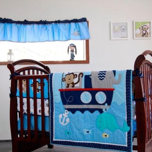6 Pcs Set Baby Bedding Set Including Duvet Cover Crib Skirt Bumpers Cotton Baby Linen Baby Crib Set Four Seasons Both Girl Boy