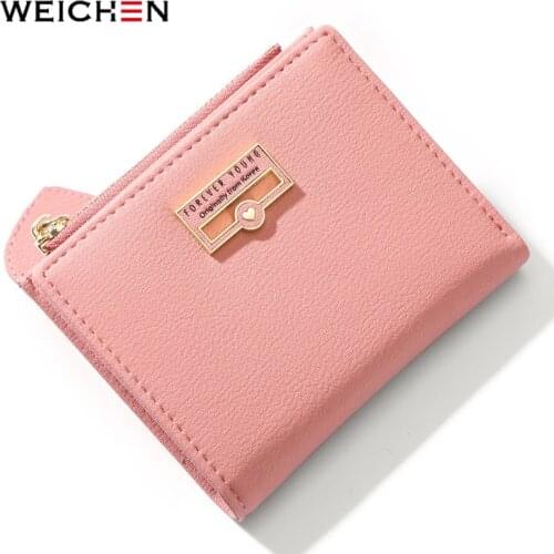 WEICHEN Heart Pendant Women Wallet Zipper Coin Pocket Card Holder Brand Pink Small Ladies Wallet Female Short Purse Carteras NEW
