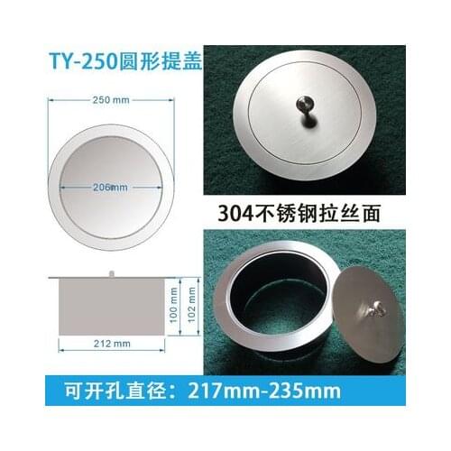 304 Stainless Steel Round Square Kitchen Countertop Lab Working Top Flush Built-in Waste Trash Chute Grommet With Lid Cover