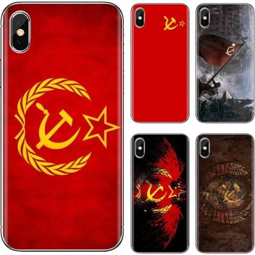 Buy Silicone Phone Case For Xiaomi mi Redmi Note 3 4 4X 5 6 7 8 8t 9 9s 9t 10 pro lite Red Soviet Union USSR Grunge Flag