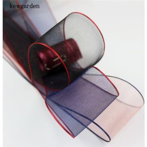 Kewgarden 40mm 4cm Clours Side Yarn Ribbons Handmade Tape DIY Bowknot Accessories Satin Ribbon 5M/lot