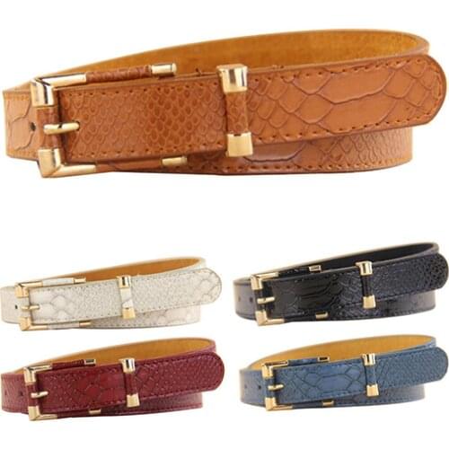Hot Sales Women Grainy Faux Leather Waist Belt Gold Tone Buckle Waistband Band Adjustable