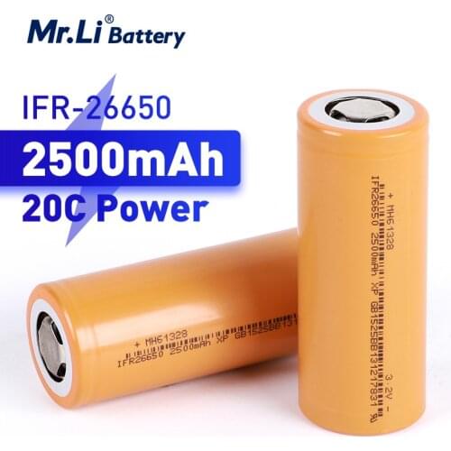 Mr.Li 26650 2500mAh 3.2V Rechargeable Lifepo4 Battery 20C Continuous Discharge Current Long Cycle Life For Electronic Product