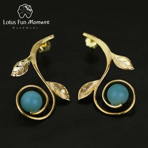 Lotus Fun Moment Real 925 Sterling Silver Natural Creative Fashion Jewelry Fresh Branches Flower Drop Earrings for Women Brincos