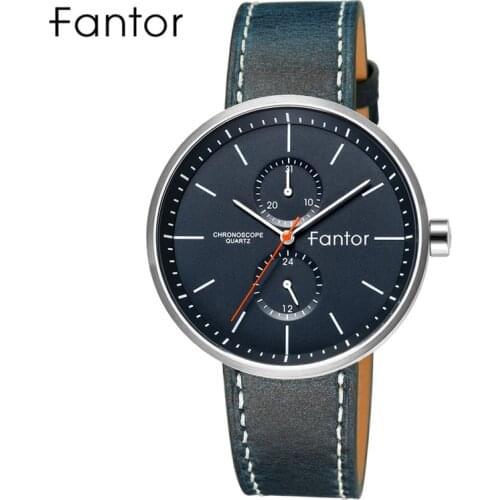Fantor Brand Men Casual Luxury Chronograph Quartz Leather Wristwatch Man Fashion Thin Sport Wrist Watches for Men
