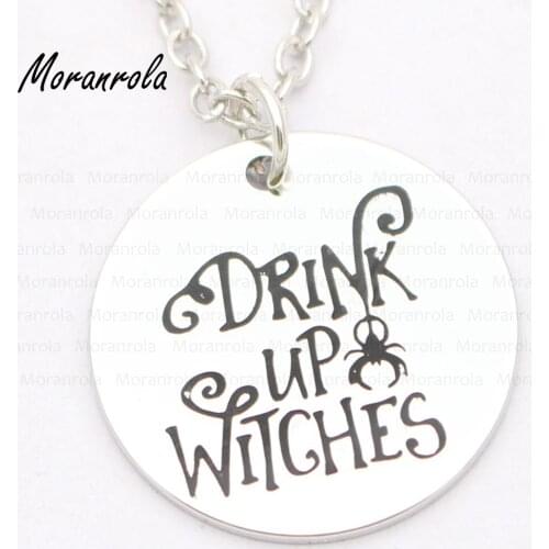 New arried" Drink up witches"Copper necklace Keychain,charm Thanksgiving Jewelry Funny Halloween necklace Boo Ghost Spider charm