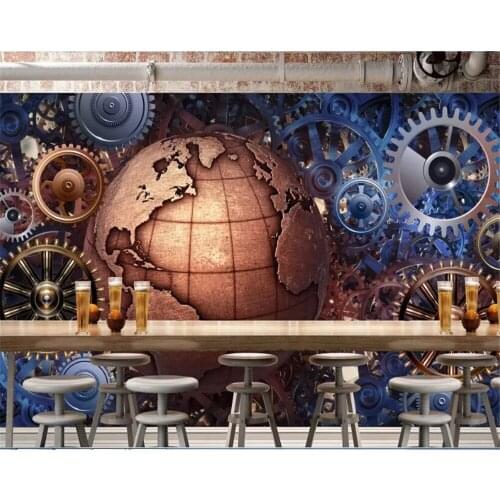 Beibehang wallpaper for walls in rolls Custom brick wallpaper mechanical gear decorative bar KTV background papel de parede 3d
