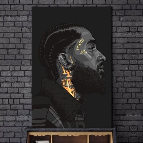 Portrait of Famous Rapper Canvas Art Posters And Prints Hip Hop Music Singer Canvas Paintings On the Wall Art Picture Home Decor