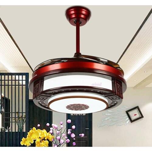 Ceiling Fans lamp LED 42 inch 108cm Frequency conversion motor wood Traditional ceiling fan light dimmer Remote control