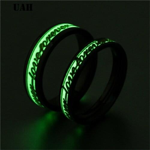 UAH Romantic Titanium Steel Couple Rings For Lover Engagement Jewelry 6MM Wedding Rings For Women Men 6-12
