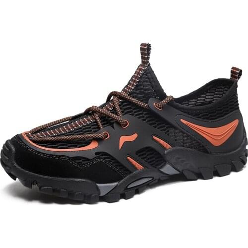 Summer Mesh Aqua Shoes for Men Outdoor on Foot Breathable Nonslip Upstream Beach Shoes Couple Water Shoes Plus Size 36-46