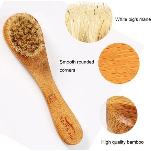 Face Cleaning Brush Handheld Wooden Face Wash Brushes Burr-free Glowing Skin Boar Bristles Skin Care Tool for Beauty