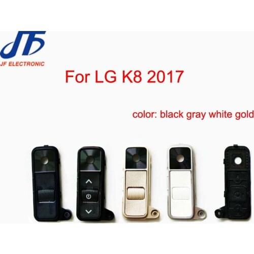 For LG K8 Rear Back Camera Glass Lens With Frame Holder+Power Button Key Repair Parts 1pcs/lot
