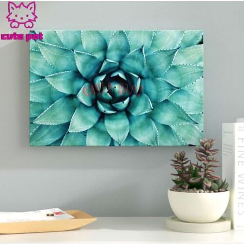 Rhinestone Turquoise Succulent diy Meaty plant embroidery diamond painting full square round drill diamond mosaic art home decor