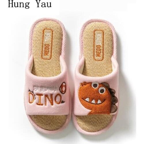 Women Men Slippers Flips Flops Breathable Shoes Cartoon Cute Dinosaur Fashion Platform Sandals Slides Non-Slip Flats Indoor