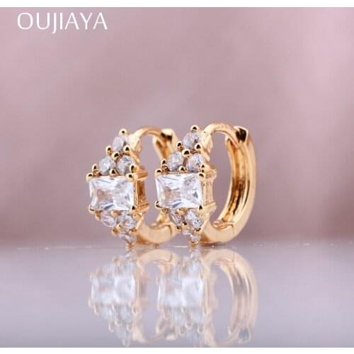 OUJIAYA New Square Gradient 585 Rose Gold Women Dangle Earrings Fine Jewelry Tourmaline Water Drop Party Exquisite Jewelry A34