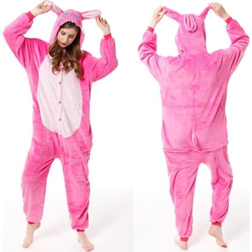 Winter Flannel Soft Warm Stitch Pajamas Hooded Animal Cartoon Panda Onesies Boys Pyjamas Children Pajamas Girls Kids Nightwear