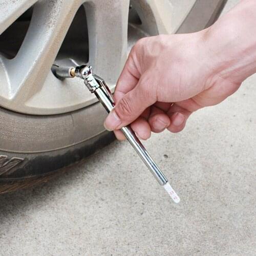 1PCS Durable Tire/Tyre Air Pressure Test Meter 5-50 PSI Car Styling Pressure Gauge Pen Shape Emergency Use Silver Portable