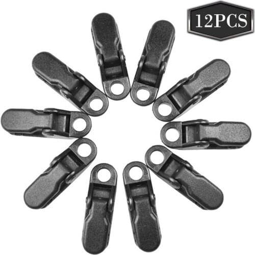 12or2 Tent Clamp ook Plastic Windproof Clamp Set Survival Grommet Tent Clips Buckle Awning Tarp Fixed Outdoor Mini Black Hangers