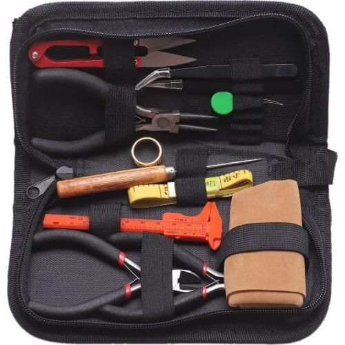 13Pcs/Lot Jewelry Making Tool Set Wire Cutter/Round Nose Pliers Side Cutting Pliers Scissor Vernier Tape Measure Beading Tweezer