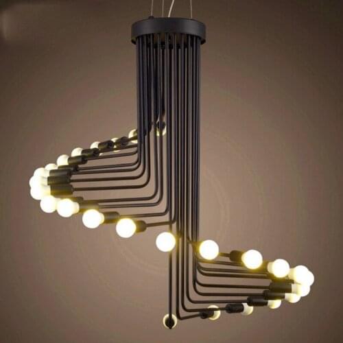 16/26 light Loft Modern LED Pendant Light Iron tube Spiral Staircase E27 Lamp Drop Lighting Fixture