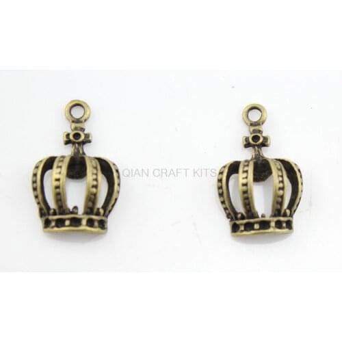 200pcs 3D zinc alloy crown pendant antique bronze DIY tattoo choker necklace charms DIY craft accessory 20X13mm