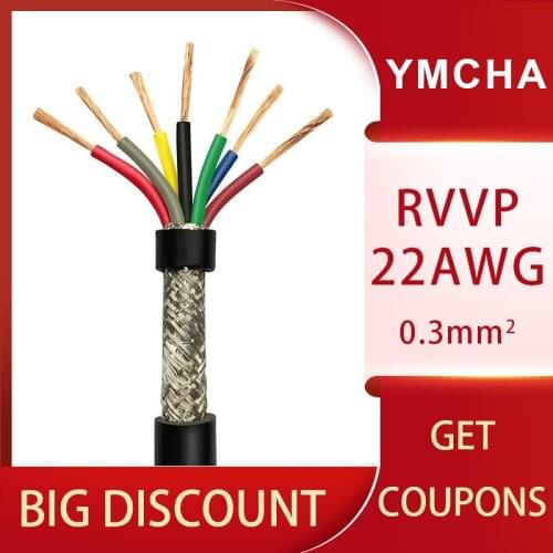 22AWG 0.3mm2 RVVP Multi-core Shielded Cable Wire 2/3/4/5/6/7/8/10/12/14/16/20/24 Anti-interference Control Inverter Signal Line