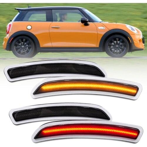 4pcs Smoke Lens Led Fender Side Marker Lights For Mini Cooper Gen3 F55 F56 F57 Amber Front/ Red Rear Turn Signal Indicators Lamp