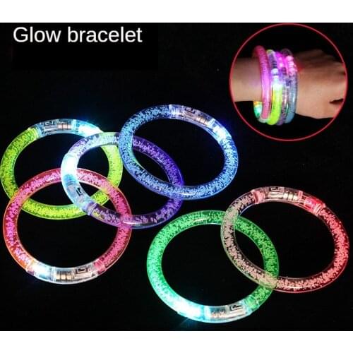 50pcs Flash Dance Bracelets Wristbands LED Flashing Wrist Glow Bangle In The Dark Carnival Birthday Gift Neon Party Supplies