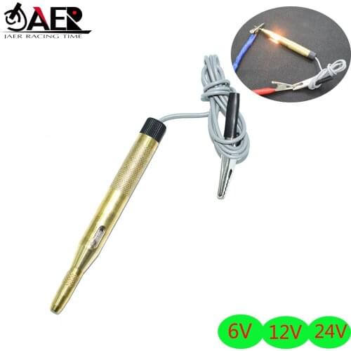 JAER 6V 12V 24V Auto Car Motorcycle repair tool Circuit Tester Gauge Test Voltmeter Light Hot Voltage circuit test pen gold