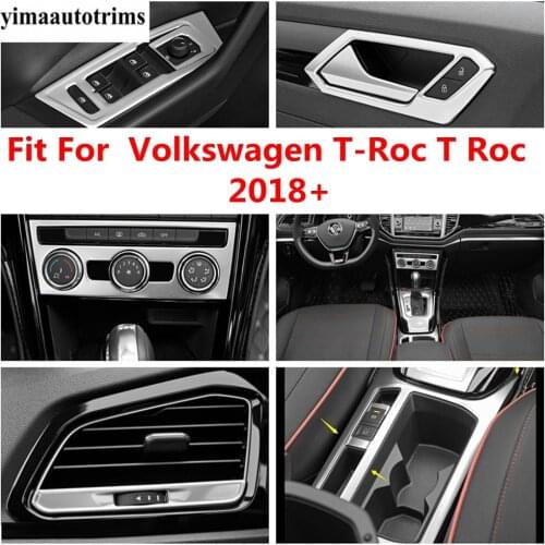 For Volkswagen T-Roc T Roc 2018 - 2021 Water Cup Holder Panel / AC Air Conditioning Panel Cover Trim Stainless Steel Interior