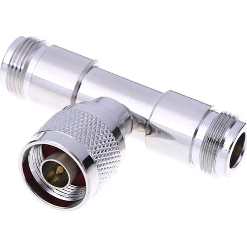 N-Type Male To Dual 2 N-Type Female Triple T Shaped RF Antenna Adapter Connector 3-Way Splitter For Cell Signal Booster Repeater