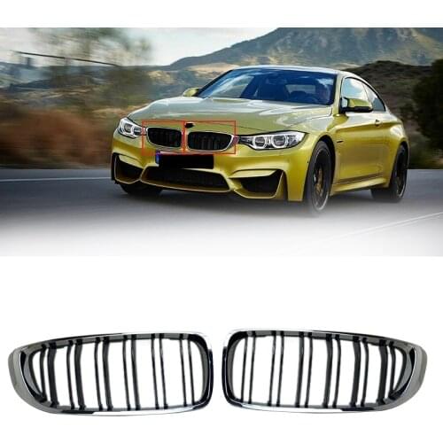 Car Chrome Gloss Black M Look Front Grill Fit For-BMW 4-Series F82 F80 F32 F36 F33 14-17