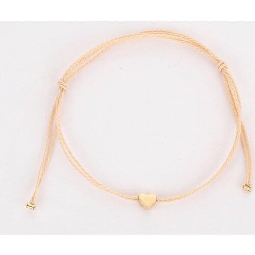 Love Heart Charm Bracelet Women Lovers' Wish Good Lucky String Adjustable Bracelets Friendship Jewelry All-match Hemp Rope Cute