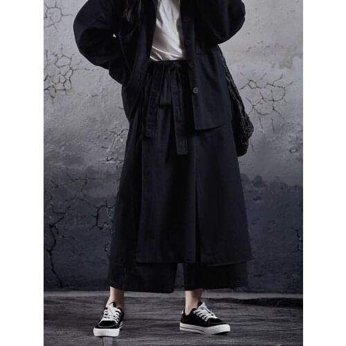 Ladies spring new classic dark irregular design retro lovers with the same loose plus-size nine points skirt