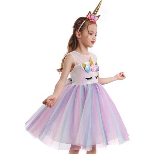Girls Unicorn Dress Sequins Girls Ballet Dance Ball Princess Tutu Dress Birthday Party Gift Halloween Cosplay Costume Wings