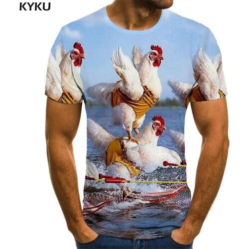 KYKU Brand Chicken T shirt Men Animal Tshirts Casual Funny Funny T shirts Surf T-shirts 3d Mens Clothing Punk Rock Casual Tops